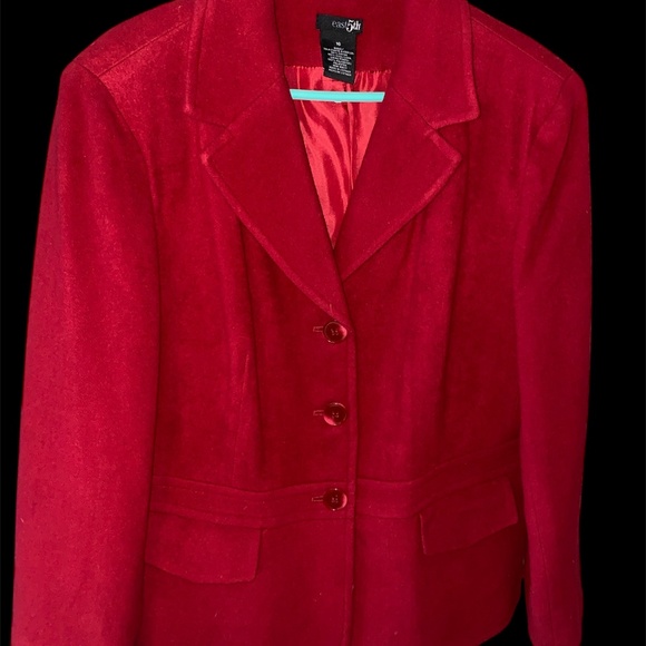 East 5th Red Blazer Jacket Classic Career Peacoat Soft Wool Blend Size 16 Button - Picture 1 of 6